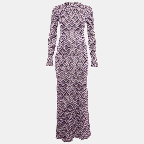 Paco Rabanne Dresses & Skirts - Paco Rabanne Purple Lurex Jacquard Knit Long Dress S